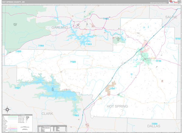 Hot Spring County, AR Carrier Route Wall Map